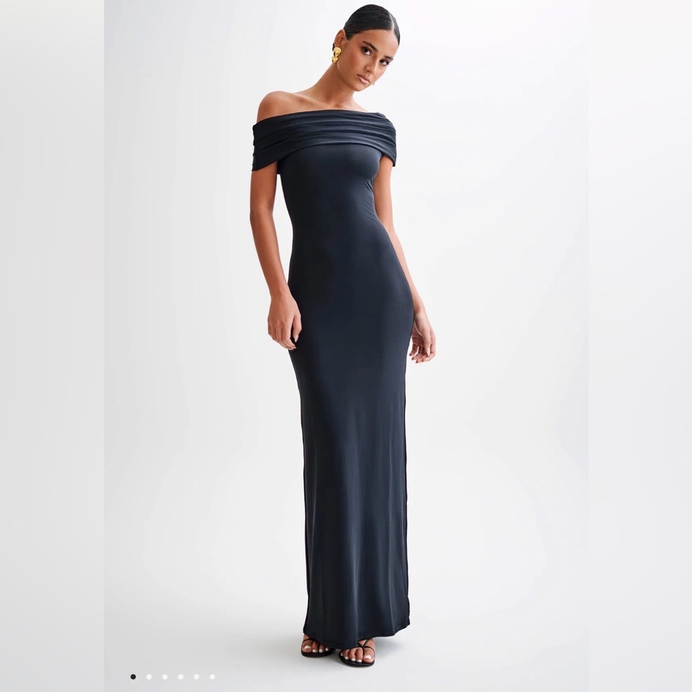 Meshki Off Shoulder Black Maxi Cassandra dress